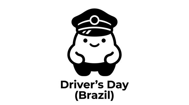 Minimalist vector illustration of a cute character wearing a driver cap for Brazilian Driver Day celebration