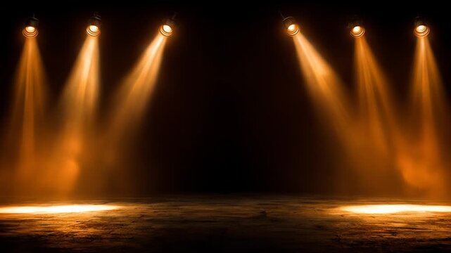 Bright spotlight beams projecting downward on dark surface