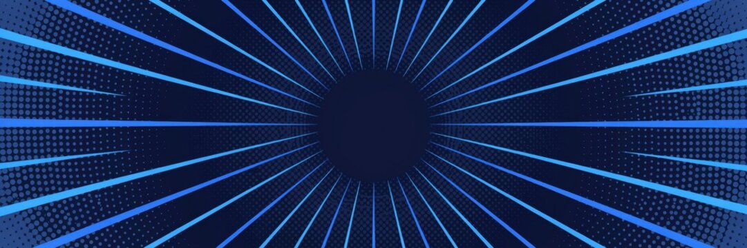 Abstract dark blue comic book background with light blue rays