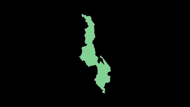 Malawi green 3D map spin perfect 10 second loop black background