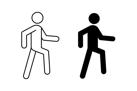 ウォーキングをする人物の線画アイコンとピクトグラム