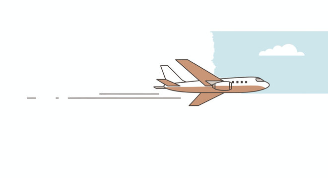 Airplane flying through the sky fast.