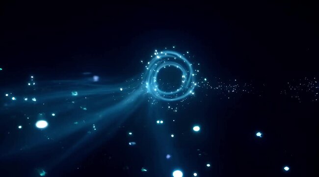 Abstract blue digital vortex light swirl energy futuristic glowing circle background effect