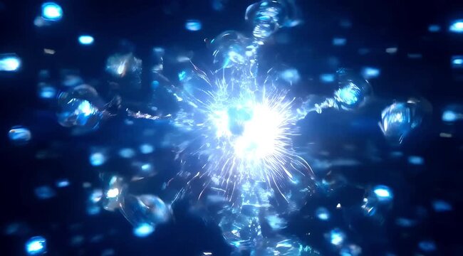 Abstract blue light energy flow and dynamic space background with glowing sparks and bright flares cinematic motion