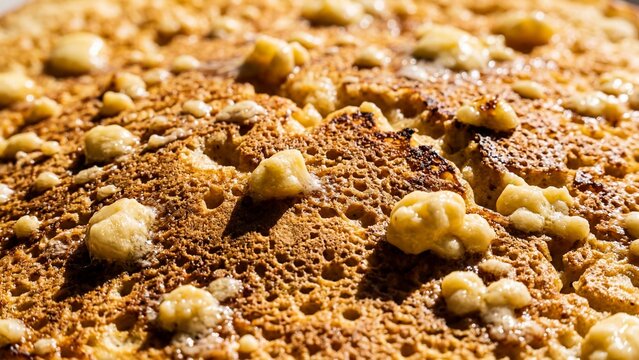 Freshly Baked Golden Brown Cake Texture Close Up