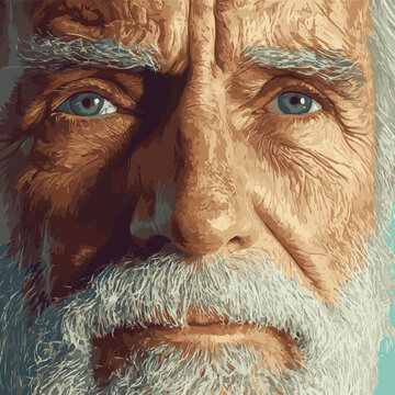 A close-up of an elderly man's face, showcasing wisdom and experience through detailed wrinkles and expressive eyes.