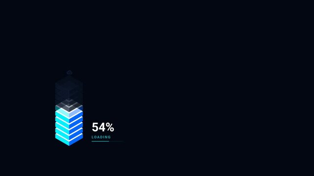 Futuristic Digital Isometric Battery Charging Progress Bar UI Animation