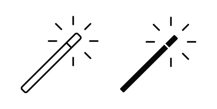 Magic wand icon thin symbol group. EPS10