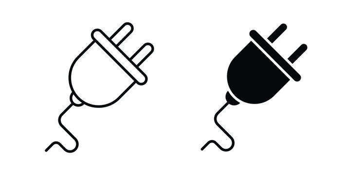 Plug icon thin symbol group. EPS10