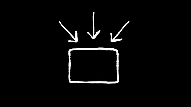 Animated square with Scribble black arrow on black background transparent and alpha channel only 4k 
