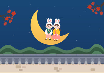 추석 한가위 명절 보름달 일러스트 © Lumiso