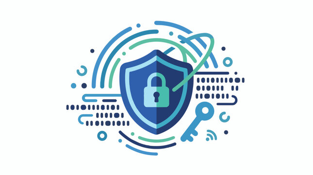Digital security shield with lock key and binary code (1)