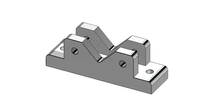 3D Mechanical Mounting Bracket CAD Model from SolidWorks Isolated on White Background