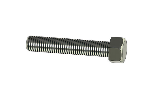 Hex Head Bolt CAD Model from SolidWorks Isolated on White Background