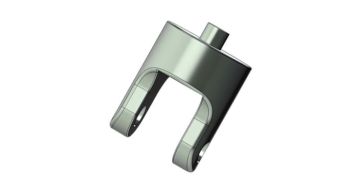3D Mechanical Clevis Connector CAD Model from SolidWorks Isolated on White Background