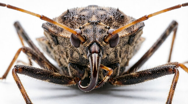 Extreme Front View Macro Photography Of A Predatory Assassin Bug