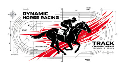Dynamic Horse Racing Championship Silhouette - Speed and Acceleration on Track © Aziz