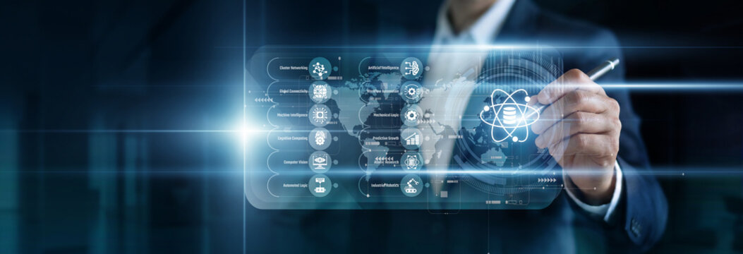Scientist visualizing predictive algorithms on a virtual screen. Transforming raw inputs into clear patterns to forecast future trends and drive data-informed decisions for the enterprise.