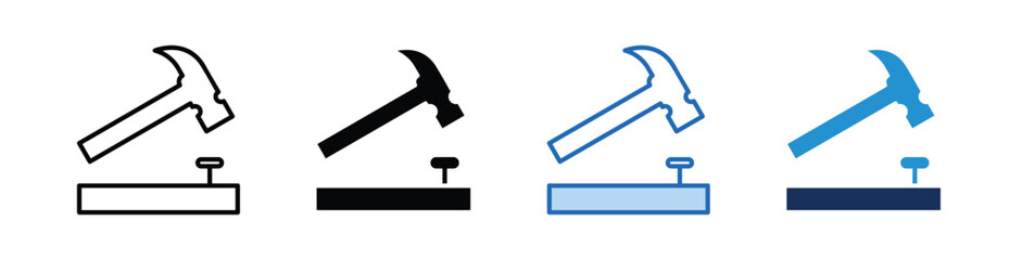 Hammer Nail  Icon Collection With Multiple Styles © layinatus