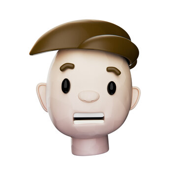 3d male character avatar head on transparent background