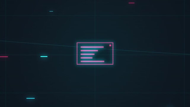 Abstract digital interface with glowing code lines and data streams, network connection and analytics, cyberspace background