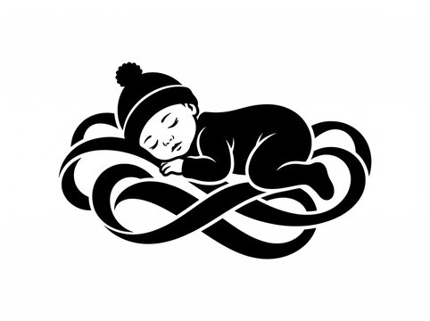 Sleeping baby silhouette vector illustration decorative design
