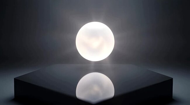 Abstract glowing sphere reflection light art minimalist studio photography high contrast modern design concept