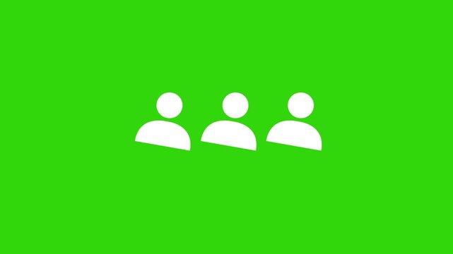 Animated white people icons on green screen background