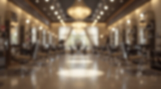 Blurred Interior of Luxury Hair Salon.