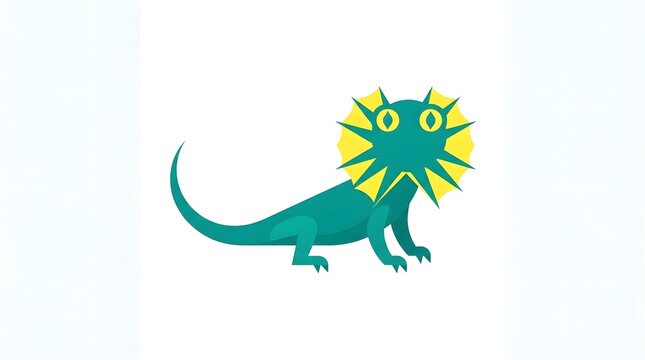 Colorful frilled lizard illustration on white background