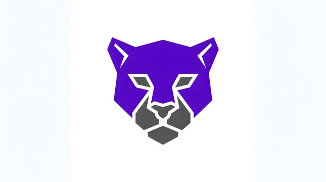 Purple geometric panther logo on white background