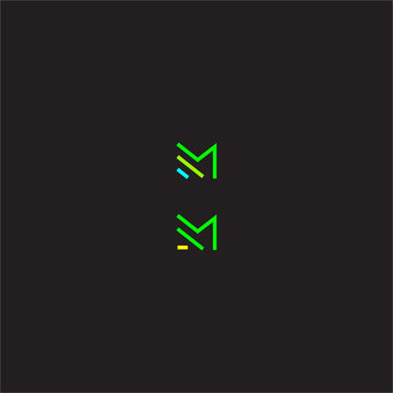 modern Letter M Tech Industry Geometric Line Logo for analytic, coding, software, Style Corporate Brand Identity 