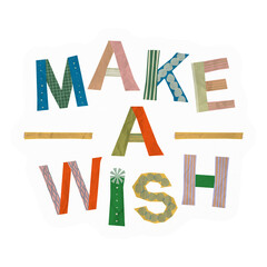 Fototapeta premium Png make a wish typography sticker, cute patterned quote, transparent background