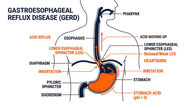 Gastroesophageal Reflux Disease (GERD) Anatomy Diagram