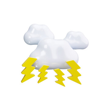 thunderstorm 3d render icons