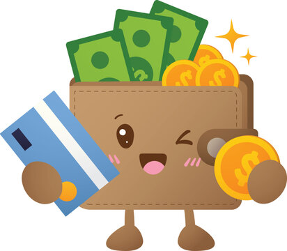 Cute wallet smiles, winking happily