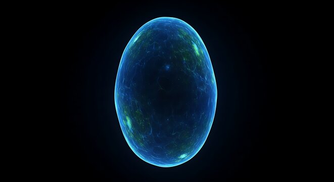 Microscopic view of a blue oval shaped cell or organism