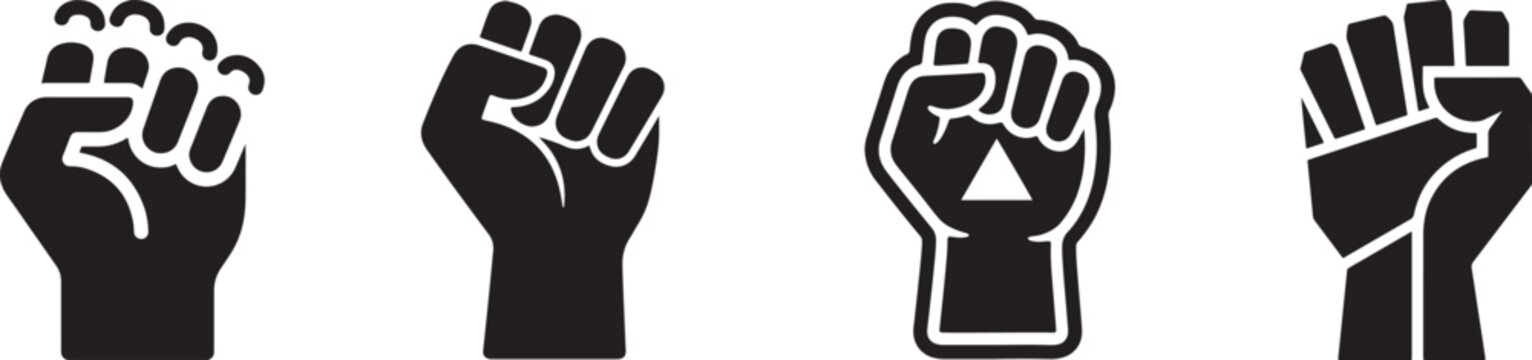 Solidarity raised fist icon for equality, advocacy, justice and peaceful protest campaigns