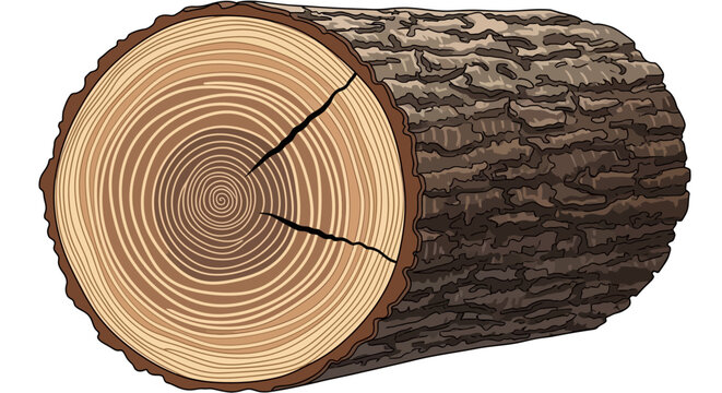 A cut tree trunk with visible rings.