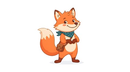 Fototapeta premium Horizontal Cute Cartoon Fox Character Original fox character suitable for branding, education, and children's content.