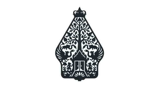 Javanese Gunungan Wayang Kulit Silhouette Illustration