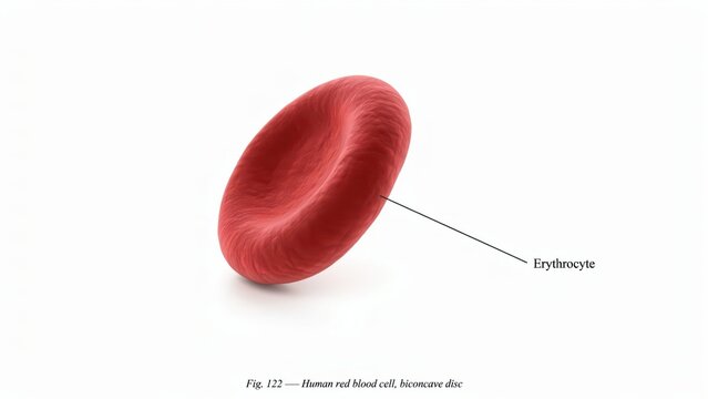 Isolated red blood cell showing biconcave disc morphology for medical education transparent background