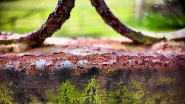 A detailed close-up of a corroded metal gate showcasing its texture, decay, and natural beauty.