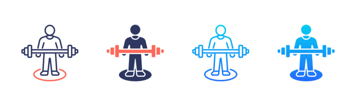 Physical Strength Training Icon Pack In Multiple Styles