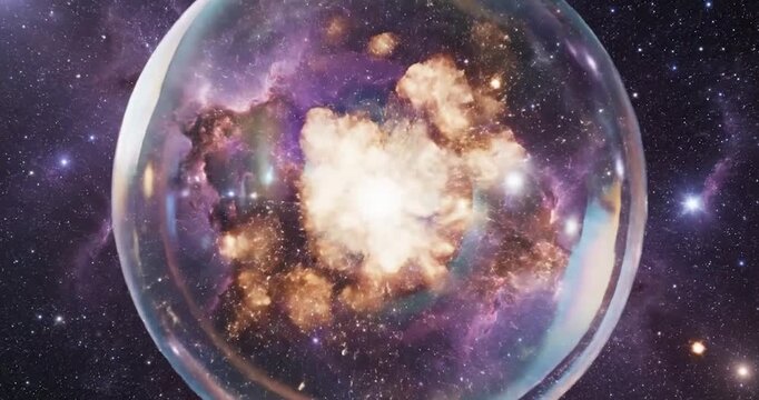Abstract Cosmic Explosion Inside A Glowing Sphere In Outer Space
