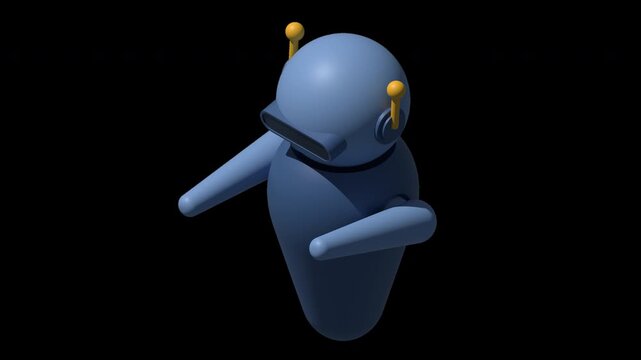 3D isometric robot animation. Futuristic robot. Artificial intelligence robot. Isometric modern robot. Isometric technology. Transparent background with alpha channel