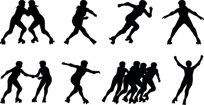 Roller Derby Silhouettes Collection Featuring Dynamic Skating and Team Poses