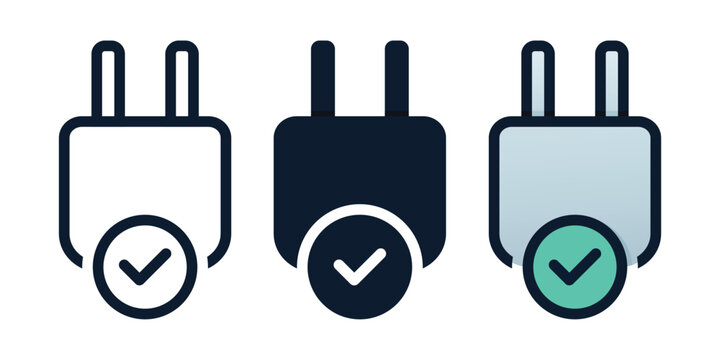 Electric Plug Checklist Icon. Electrical Verification and Safety Audit Symbol. Vector Illustration