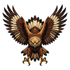 Fototapeta premium Majestic Golden Eagle Bird of Prey with Wings Spread Wide, Fierce Eyes
