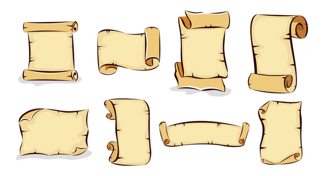 Set of Ancient parchment scroll design templates. vector